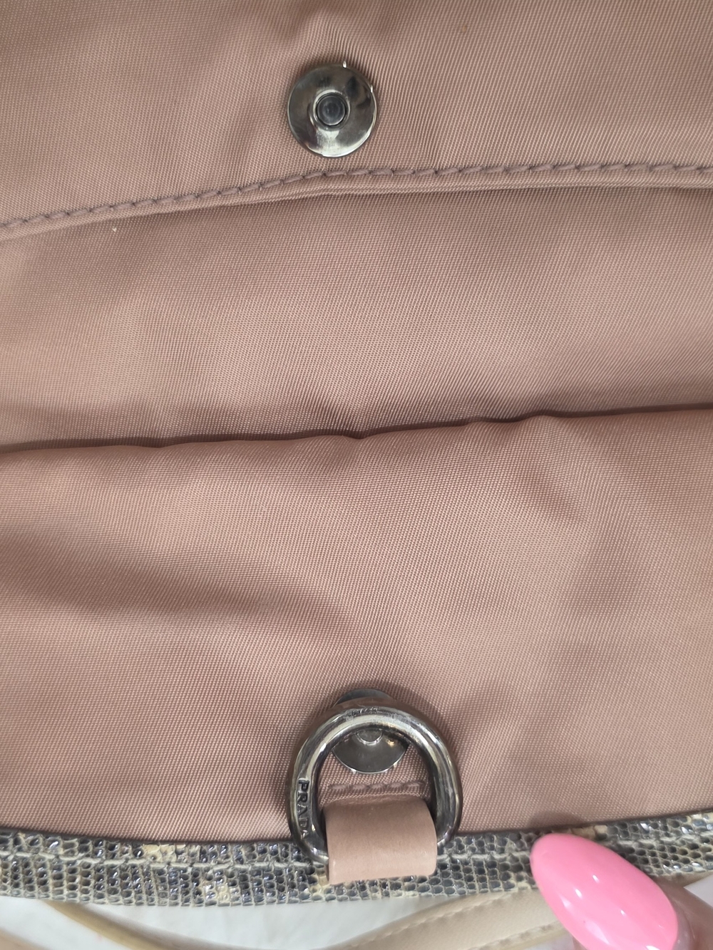 Prada Blush Pink, Aligator Trims Shoulder Bag with Silver-Tone Hardware